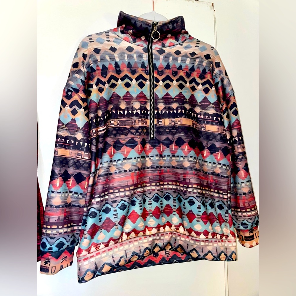 Patterned Sweater with zipper